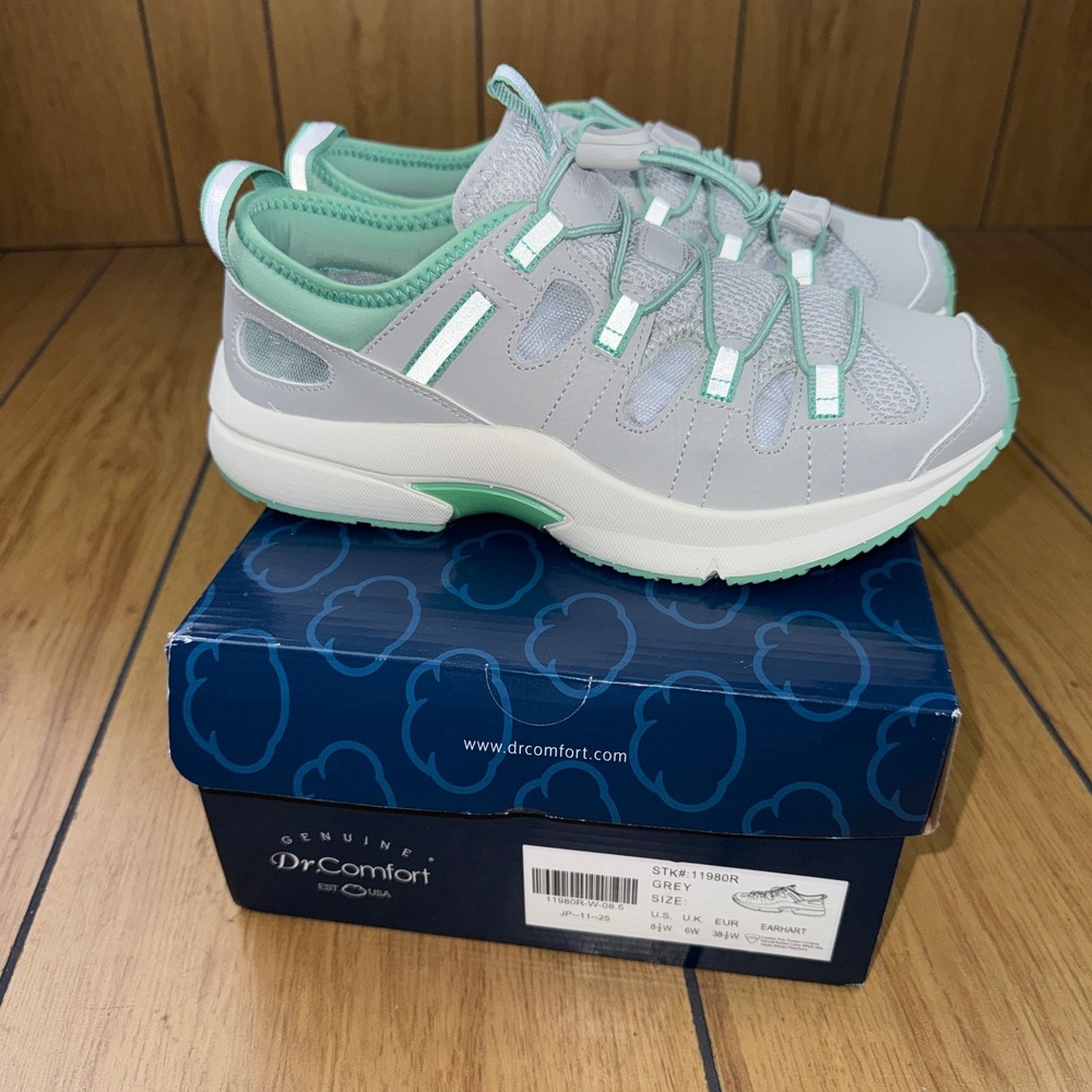 Dr. Comfort Earhart Womens Grey Mint Walking Shoes 8.5W 11980R New In Box